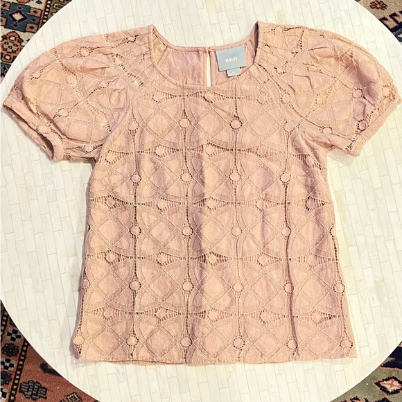 Anthropologie - Mauve - Tan Embroidered Floral Top - XS - Picture 7 of 10